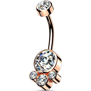 Piercing Ombelico Zirconi Filettatura Interna