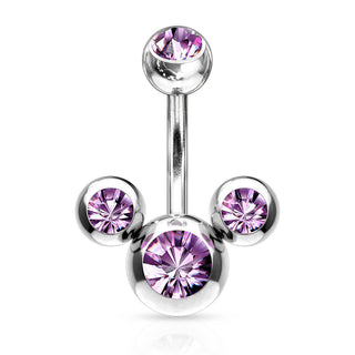 Piercing Ombelico 3 Zirconi