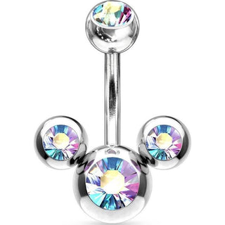 Piercing Ombelico 3 Zirconi