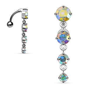 Belly Button Piercing Top Down Zirconia Round dangle Silver