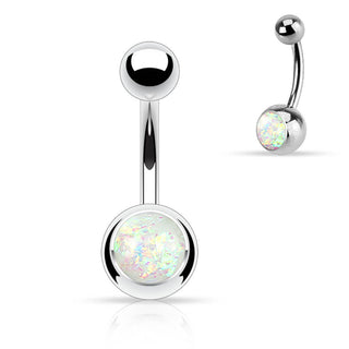 Belly Button Piercing Opal Silver