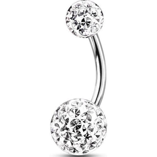 Piercing Ombelico Sfera zirconi e argento Filettatura Interna