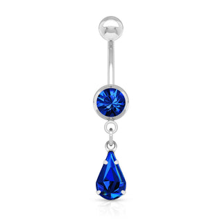 Piercing Ombelico Pendente a goccia Zirconi e Argento