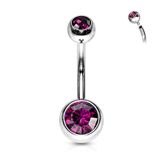 Piercing Ombelico Sfera Zirconi e Argento Filettatura Interna