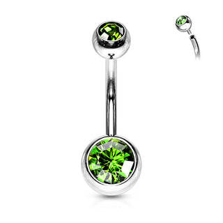 Piercing Ombelico Sfera Zirconi e Argento Filettatura Interna