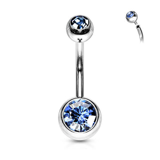 Piercing Ombelico Sfera Zirconi e Argento Filettatura Interna