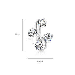 Belly Button Piercing 4 Zirconia Silver