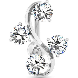Belly Button Piercing 4 Zirconia Silver