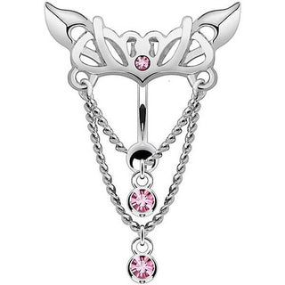 Belly Button Piercing Tribal Zirconia Silver