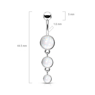 Piercing Ombelico Pendente di 3 pietre sintetiche brillanti