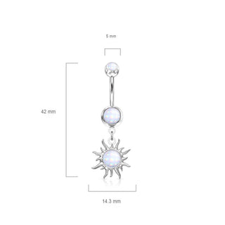 Belly Button Piercing Tribal sun dangle Illuminating synthetic Stone
