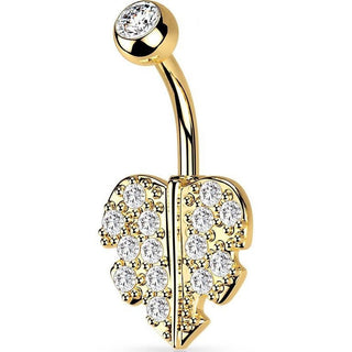 Piercing Ombelico Foglia di zirconi
