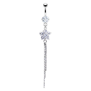Belly Button Piercing Flower dangle Zirconia
