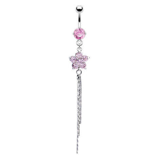 Belly Button Piercing Flower dangle Zirconia