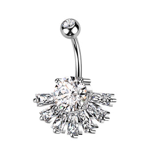 Belly Button Piercing Folding Fan Zirconia