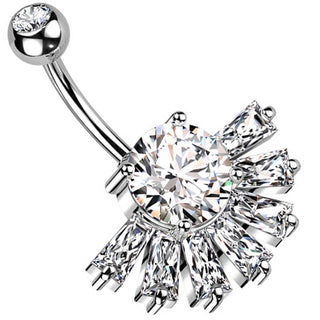 Belly Button Piercing Folding Fan Zirconia