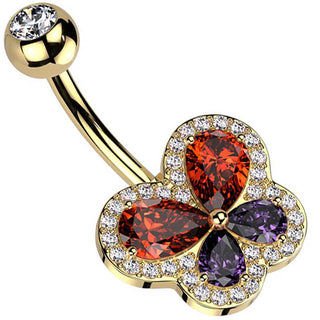 Belly Button Piercing Butterfly Zirconia