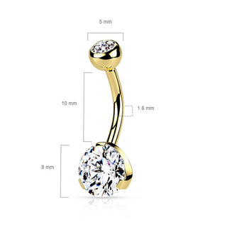 Piercing Ombelico Zircone a sfera e titanio PVD