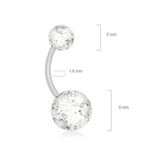 Belly Button Piercing Acrylic Ultra Glitter Ball