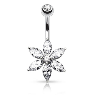 Belly Button Piercing Flower Zirconia