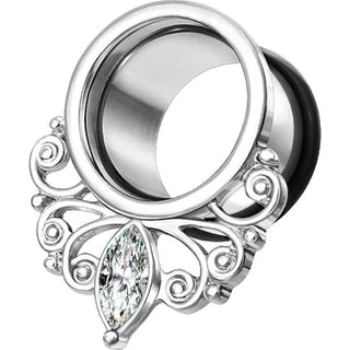 Tunnel Anello vintage d'argento con zirconi e O-Ring in silicone