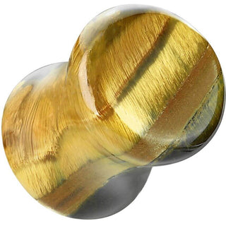 Plug Occhio di tigre double flare peitra semi preziosa