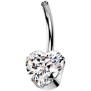 Titanio Ombelico pin cuore zircone Filettatura Interna