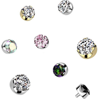 Titanio Top rotondo Zircone Incastonato Filettatura Interna