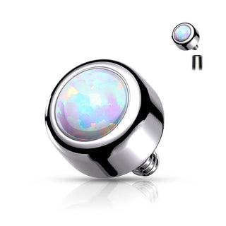 Titanio Top con opale tondo incastonato Filettatura Interna