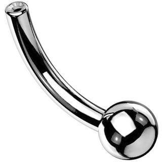 Titanium curved barbell pin with 1 fixed ball Push-In