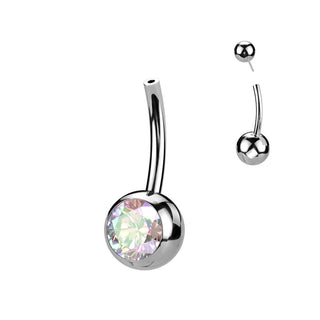 Titanium Belly Button Piercing Top Ball Zirconia Push-In