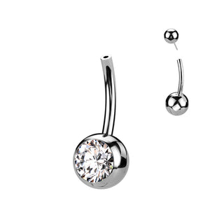 Titanium Belly Button Piercing Top Ball Zirconia Push-In