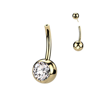 Titanium Belly Button Piercing Top Ball Zirconia Push-In