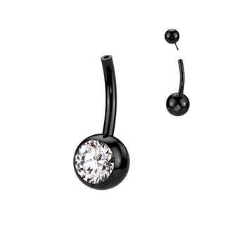 Titanium Belly Button Piercing Top Ball Zirconia Push-In
