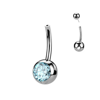 Titanium Belly Button Piercing Top Ball Zirconia Push-In