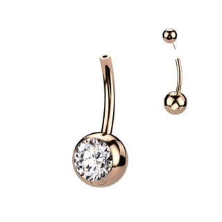 Titanium Belly Button Piercing Top Ball Zirconia Push-In