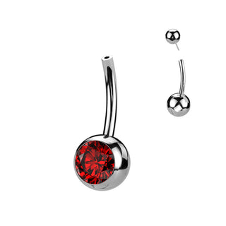 Titanium Belly Button Piercing Top Ball Zirconia Push-In