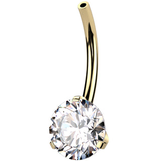 Titanium belly button pin zirconia Push-In