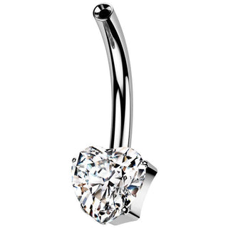 Titanio Ombelico pin cuore zircone Push-In