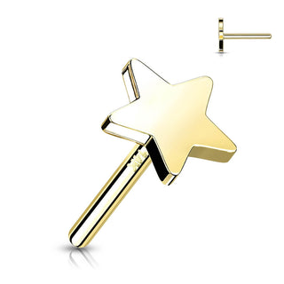 Solid Gold 14 Carat Top Star Flat Push-In