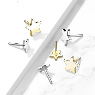 Solid Gold 14 Carat Top Star Flat Push-In