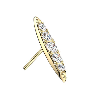Oro 14 kt Top in zirconi a ellisse Push-In