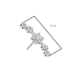 Oro 14 kt Superiore a fiore di zirconi Push-In