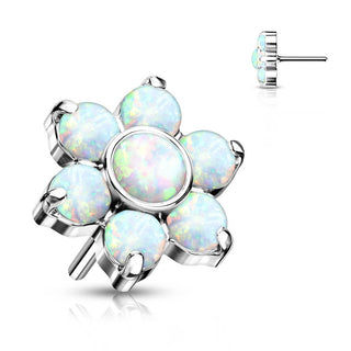 Titanium Top Flower Opal Silver Push-In