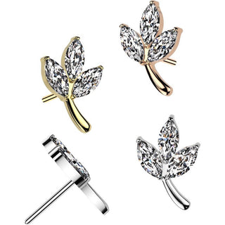 Titanio Top Foglia Taglio Marquise Zirconi Push-In