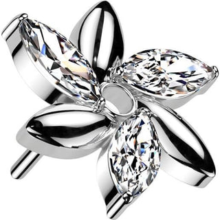 Titanio Top Fiore Taglio Marquise Zirconi Push-In