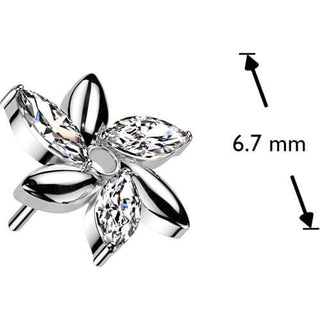 Titanio Top Fiore Taglio Marquise Zirconi Push-In