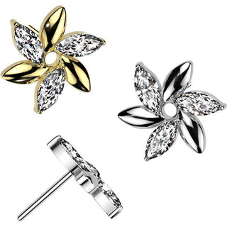 Titanio Top Fiore Taglio Marquise Zirconi Push-In