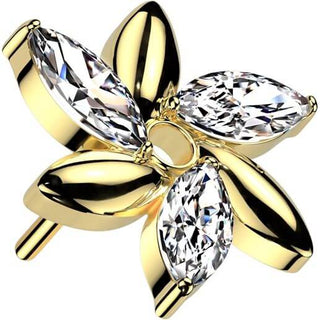 Titanio Top Fiore Taglio Marquise Zirconi Push-In