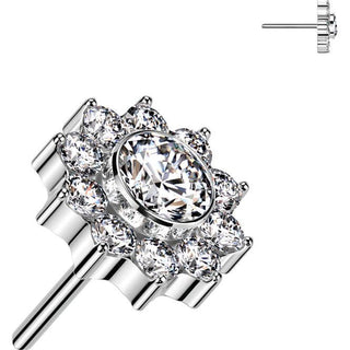 Titanio Superiore fiore zirconi Push-In